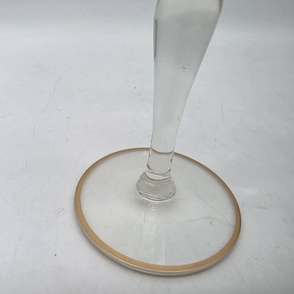 Vintage 1940s Cordial Glasses Clear Stemmed With Gold Rim & Stripe Design 5.5" - Picture 5 of 7